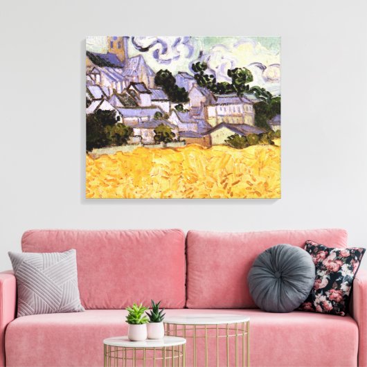 Uitzicht Auvers met kerk van Vincent van Gogh Canvas Afdruk (Insitu (Woonkamer))