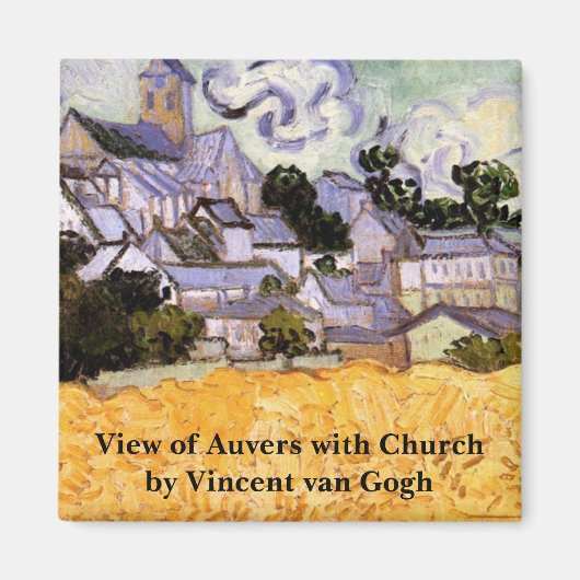 Uitzicht Auvers met kerk van Vincent van Gogh Magneet (Voorkant)
