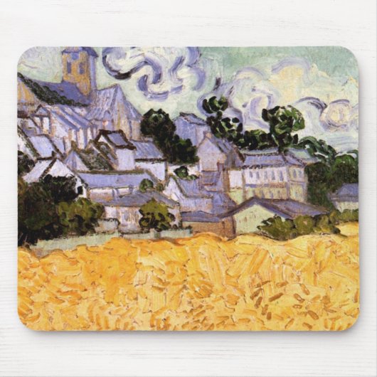 Uitzicht Auvers met kerk van Vincent van Gogh Muismat (Voorkant)