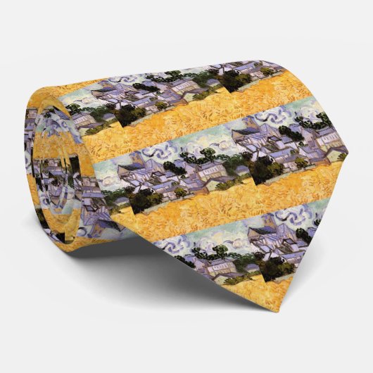 Uitzicht Auvers met kerk van Vincent van Gogh Stropdas (Opgerold)