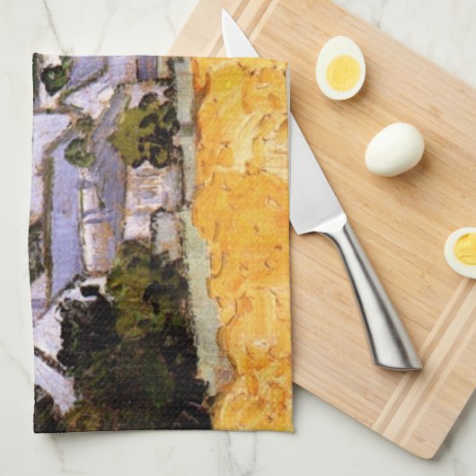 Uitzicht Auvers met kerk van Vincent van Gogh Theedoek (Quarter Fold)