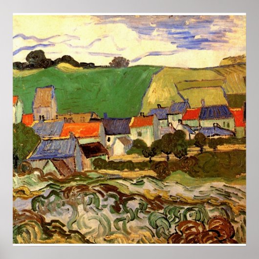Uitzicht Auvers van Vincent van Gogh Poster (Voorkant)