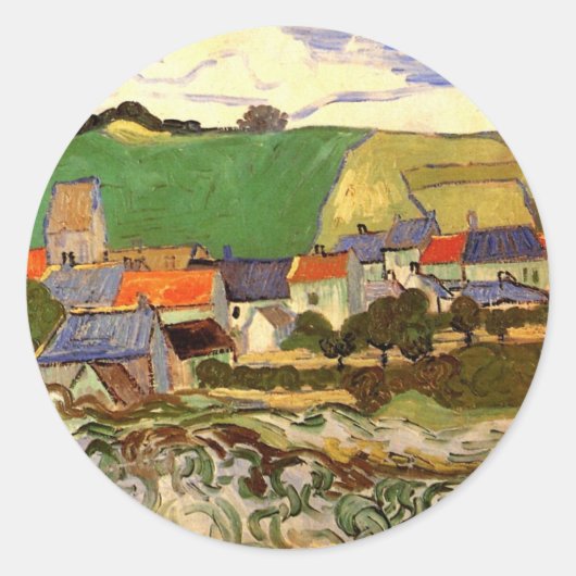 Uitzicht Auvers van Vincent van Gogh Ronde Sticker (Voorkant)