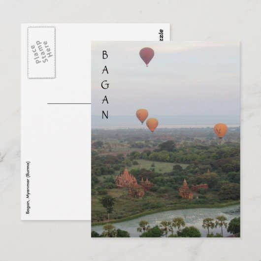 uitzicht bagan ballon briefkaart (Voorkant / Achterkant)