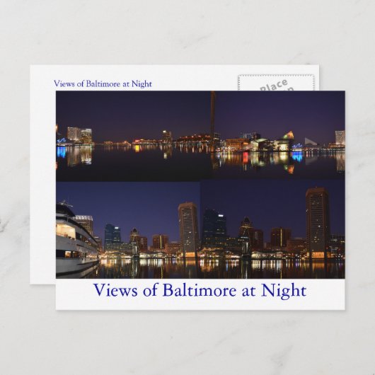 Uitzicht Baltimore bij nacht Briefkaart (Voorkant / Achterkant)