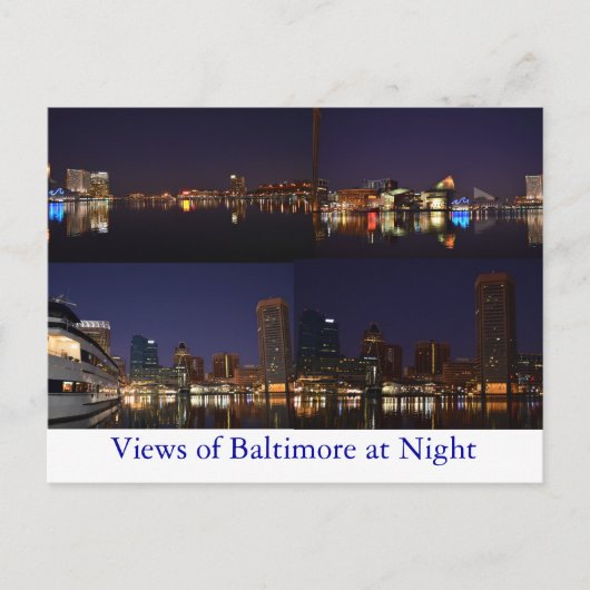 Uitzicht Baltimore bij nacht Briefkaart (Voorkant)