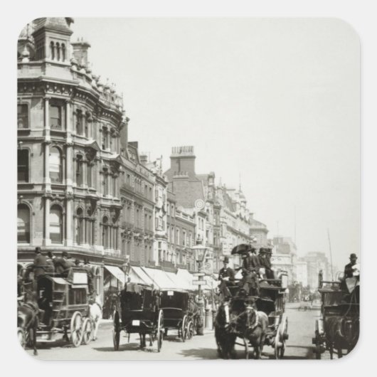 Uitzicht benedenlangs Oxford Street, Londen (foto) Vierkante Sticker (Voorkant)