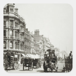 Uitzicht benedenlangs Oxford Street, Londen (foto) Vierkante Sticker