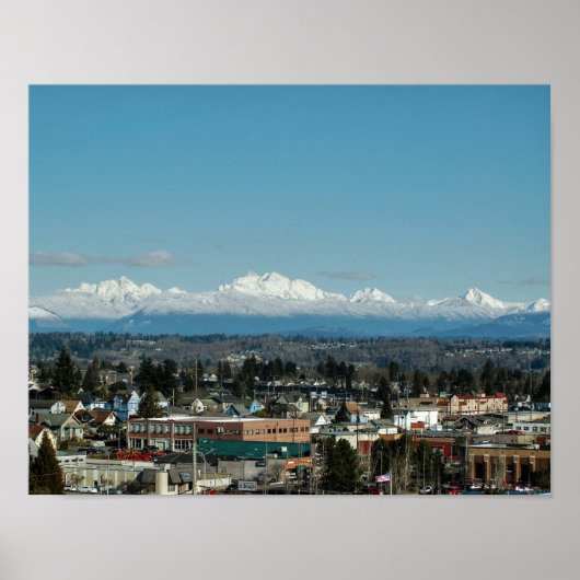 Uitzicht Bergweidegebied van Everett, WA Poster (Voorkant)