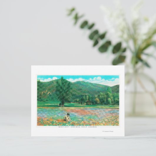 Uitzicht bloeiend veld briefkaart (Staand voorkant)