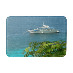 Uitzicht Bonaire Ocean met Boat Bathmat Badmat
