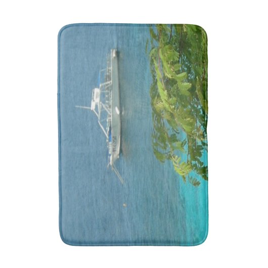 Uitzicht Bonaire Ocean met Boat Bathmat Badmat (Voorkant Verticaal)