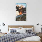 Uitzicht bosbrand in bergen canvas afdruk (Insitu (Slaapkamer))