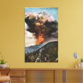 Uitzicht bosbrand in bergen canvas afdruk (Insitu (Woonkamer))