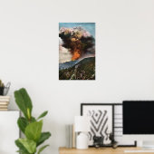 Uitzicht bosbrand in bergen poster (Thuiskantoor)