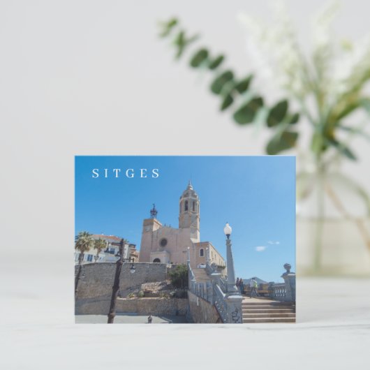 Uitzicht briefkaart Sitges (Staand voorkant)