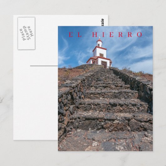 Uitzicht briefkaart van de kerk El Hierro (Voorkant / Achterkant)