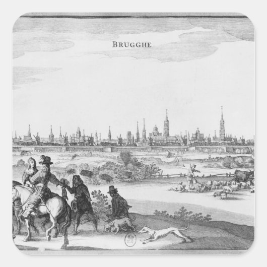 Uitzicht Brugge Vierkante Sticker (Voorkant)