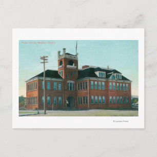 Uitzicht buiten de openbare school Medford, OF Briefkaart