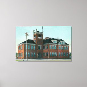 Uitzicht buiten de openbare school Medford, OF Canvas Afdruk