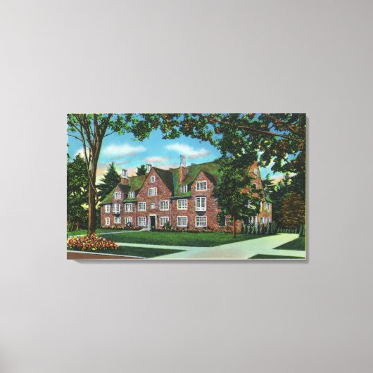 Uitzicht buitenshuis van Kendrick Hall, Vassar Col Canvas Afdruk (Voorkant)