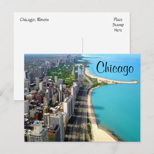 Uitzicht Chicago Illinois Travel Post Card Briefkaart (Voorkant / Achterkant)