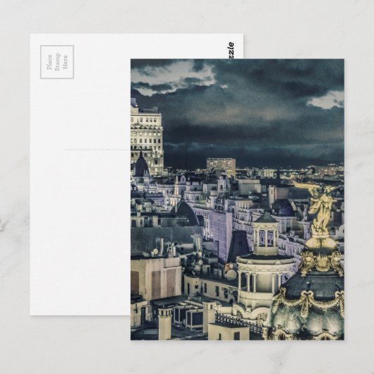 Uitzicht Cityscape Night Scene Aerial Briefkaart (Voorkant / Achterkant)