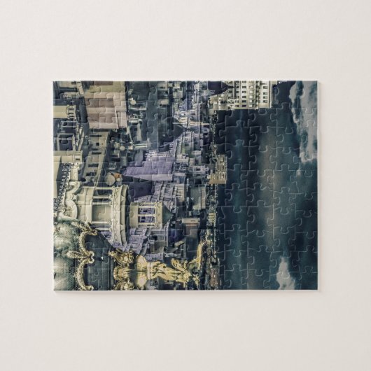 Uitzicht Cityscape Night Scene Aerial Legpuzzel (Horizontaal)