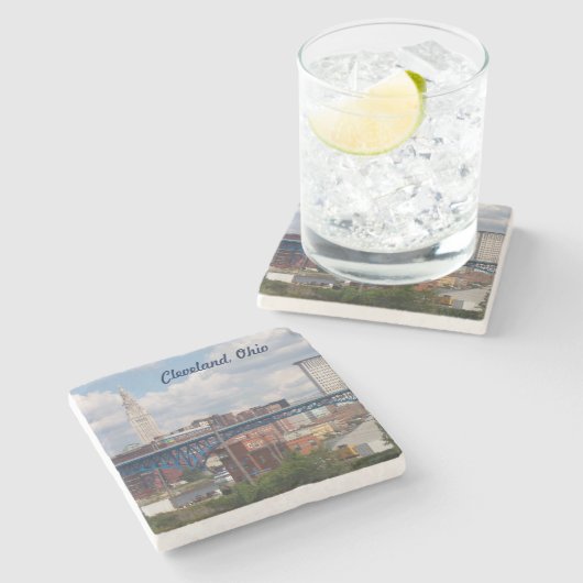 Uitzicht Cleveland Stenen Onderzetter (Zijkant)