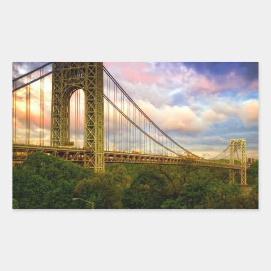 Uitzicht dat naar het zuidwesten van Manhattan kij Rechthoekige Sticker (Voorkant)