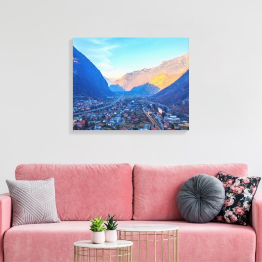 uitzicht de Valle d'Aosta op de Stretched Canvas P (Insitu (Woonkamer))