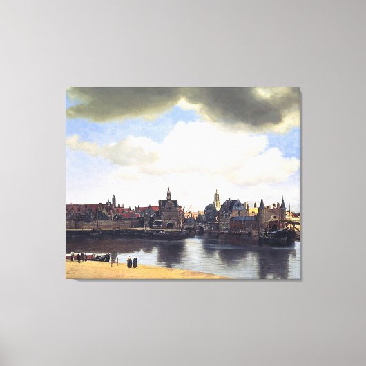 Uitzicht Delft van Johannes Vermeer (circa 1660) Canvas Afdruk (Voorkant)