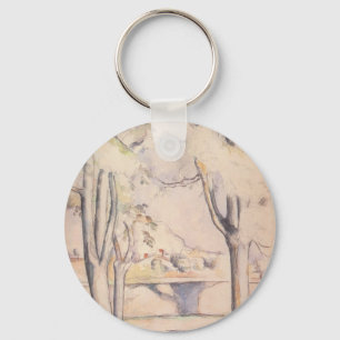 Uitzicht door de bomen van Paul Cezanne, kunst Sleutelhanger