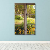 Uitzicht door oud venster canvas afdruk (Insitu (Houten vloer))