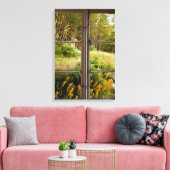 Uitzicht door oud venster canvas afdruk (Insitu (Woonkamer))