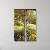 Uitzicht door oud venster canvas afdruk (Voorkant)