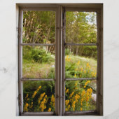 Uitzicht door oud venster flyer (Achterkant)