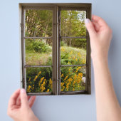 Uitzicht door oud venster flyer (Hand)