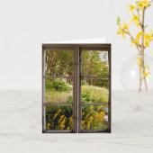 Uitzicht door oud venster kaart (Gele Bloem)