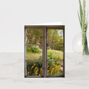 Uitzicht door oud venster kaart