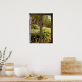 Uitzicht door oud venster poster (Keuken)