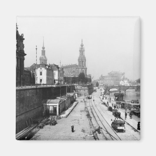Uitzicht Dresden van de Bruehlsche Terrasse Magneet (Voorkant)