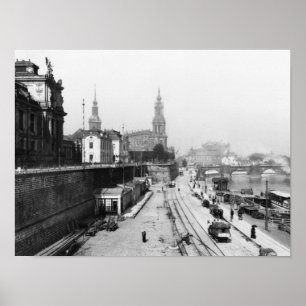 Uitzicht Dresden van de Bruehlsche Terrasse Poster