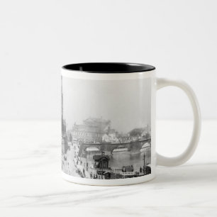 Uitzicht Dresden van de Bruehlsche Terrasse Tweekleurige Koffiemok