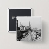 Uitzicht Dresden van de Bruehlsche Terrasse Vierkante Button 5,1 Cm (Voorkant /achterkant)