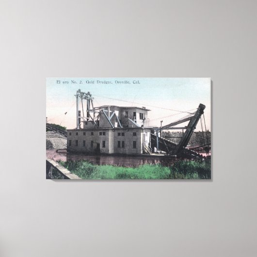 Uitzicht El Oro # 2 Gold Dredger Oroville, CA Canvas Afdruk (Voorkant)