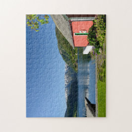 Uitzicht en bothuis van Noorse fjord Legpuzzel
