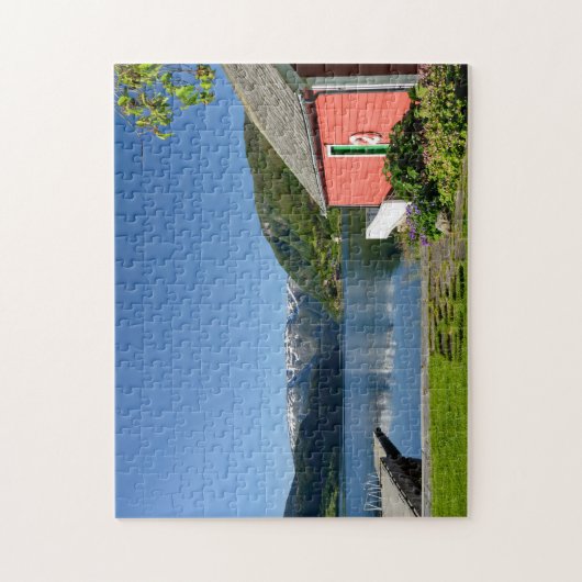 Uitzicht en bothuis van Noorse fjord Legpuzzel (Verticaal)