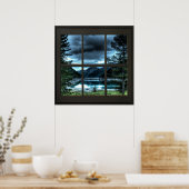 Uitzicht Faux-vensterverlichting 24x24 zwart Poster (Keuken)