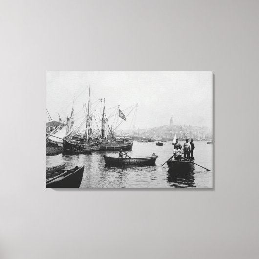 Uitzicht Galata in Istanbul van de haven van Sirke Canvas Afdruk (Voorkant)